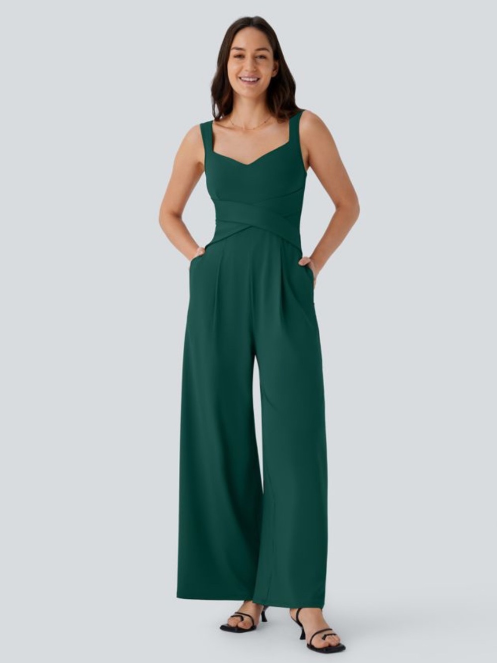HALARA Rain Forest Green Wide-Leg Jumpsuit
